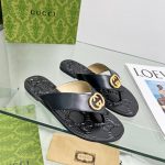 GUCCI GG THONG WEB SANDAL PLAIN BLACK 612138