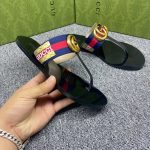GUCCI LEATHER THONG SANDAL WITH DOUBLE G BLUE AND RED 497444