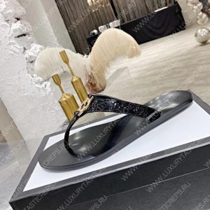 GUCCI GG BLACK THONG SANDALS BLACK 612138 - Image 3