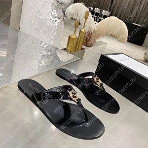 GUCCI GG BLACK THONG SANDALS BLACK 612138 - Image 6