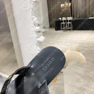 GUCCI GG BLACK THONG SANDALS BLACK 612138 - Image 8