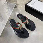 GUCCI GG BLACK THONG SANDALS RED, GREEN AND BLACK 612138