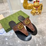 GUCCI INTERLOCKING G THONG SANDAL BROWN 739048