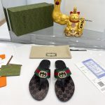 GUCCI GG THONG WEB SANDAL GREEN AND RED 612138