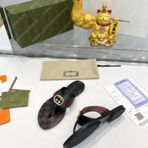 GUCCI GG THONG WEB SANDAL GREEN AND RED 612138 - Image 3