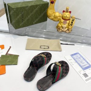 GUCCI GG THONG WEB SANDAL GREEN AND RED 612138 - Image 4