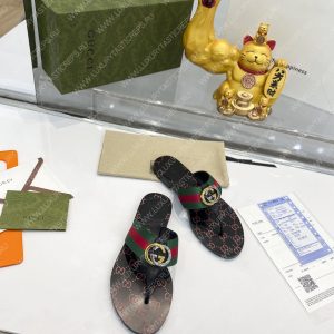 GUCCI GG THONG WEB SANDAL GREEN AND RED 612138 - Image 5