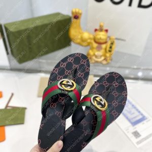 GUCCI GG THONG WEB SANDAL GREEN AND RED 612138 - Image 6