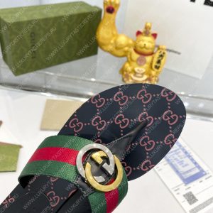 GUCCI GG THONG WEB SANDAL GREEN AND RED 612138 - Image 7