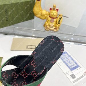 GUCCI GG THONG WEB SANDAL GREEN AND RED 612138 - Image 8