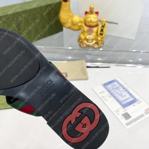 GUCCI GG THONG WEB SANDAL GREEN AND RED 612138 - Image 9