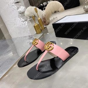 GUCCI LEATHER THONG SANDAL WITH DOUBLE G PINK 497444 - Image 4
