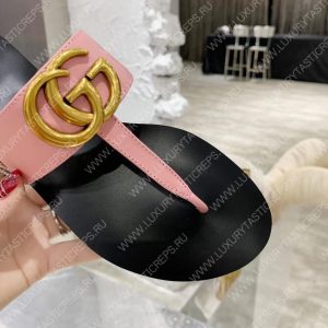 GUCCI LEATHER THONG SANDAL WITH DOUBLE G PINK 497444 - Image 5