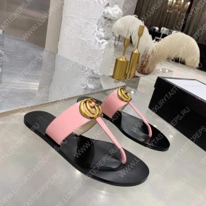 GUCCI LEATHER THONG SANDAL WITH DOUBLE G PINK 497444 - Image 6
