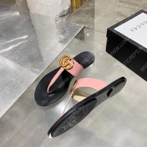 GUCCI LEATHER THONG SANDAL WITH DOUBLE G PINK 497444 - Image 7