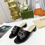 GUCCI BRUCE SANDALS SILK LEATHER BLACK 690284B8B204862