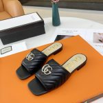 GUCCI DOUBLE G OPEN TOE SANDALS BLACK 15425109