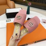 GUCCI DOUBLE G OPEN TOE SANDALS LEATHER ROSE PINK 15425109