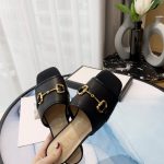 GUCCI DOUBLE G LEATHER SANDALS BLACK P00535868