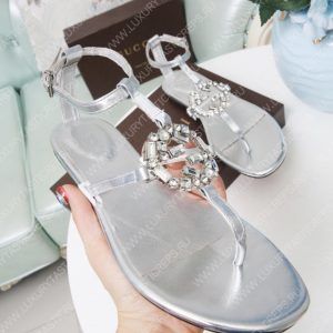 GUCCI GG SPARKLING THONG FLAT SANDAL GOLD, SILVER AND BLACK 497444 - Image 6