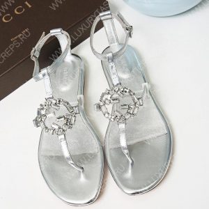 GUCCI GG SPARKLING THONG FLAT SANDAL GOLD, SILVER AND BLACK 497444 - Image 7