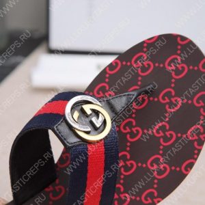GUCCI GG WEB SANDALS BLACK KAKI/RED 612138 - Image 6