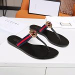 GUCCI BLACK WEB STRIPE FLIP-FLOPS BLUE AND RED 630307