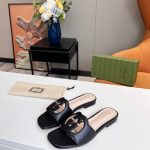 GUCCI INTERLOCKING G CUT-OUT SLIDE SANDAL BLACK 694451