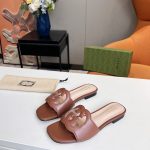 GUCCI INTERLOCKING G CUT-OUT SLIDE SANDAL BROWN 694451