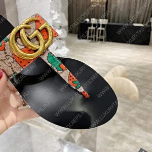 GUCCI LEATHER THONG SANDAL WITH DOUBLE G MULTICOLOUR 497444 - Image 3