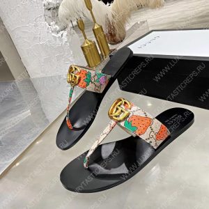 GUCCI LEATHER THONG SANDAL WITH DOUBLE G MULTICOLOUR 497444 - Image 5