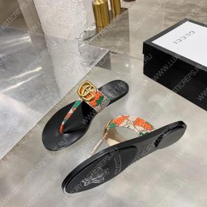 GUCCI LEATHER THONG SANDAL WITH DOUBLE G MULTICOLOUR 497444 - Image 6