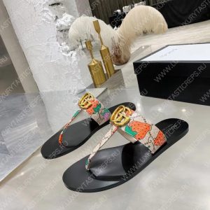 GUCCI LEATHER THONG SANDAL WITH DOUBLE G MULTICOLOUR 497444 - Image 8