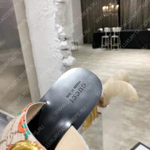 GUCCI LEATHER THONG SANDAL WITH DOUBLE G MULTICOLOUR 497444 - Image 9