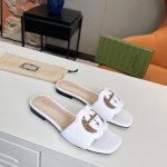 GUCCI INTERLOCKING G CUT-OUT SLIDE SANDAL WHITE 694450