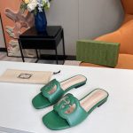 GUCCI INTERLOCKING G CUT-OUT SLIDE SANDAL GREEN 694451
