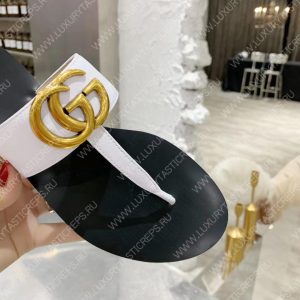 GUCCI LEATHER THONG SANDAL WITH DOUBLE G WHITE 497444 - Image 3