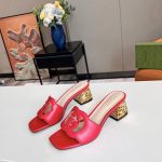GUCCI INTERLOCKING G CUT-OUT HEELED SLIDE SANDAL RED 694451