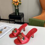 GUCCI DOUBLE G SLIDE SANDAL LEATHER RED 674839