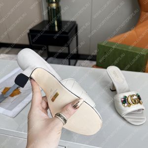 GUCCI WOMEN'S DOUBLE G SLIDE SANDAL LEATHER WHITE 4183228 - Image 7