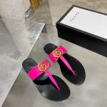 GUCCI LEATHER THONG SANDAL WITH DOUBLE G PINK 497444