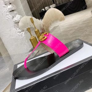 GUCCI LEATHER THONG SANDAL WITH DOUBLE G PINK 497444 - Image 4