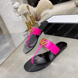 GUCCI LEATHER THONG SANDAL WITH DOUBLE G PINK 497444 - Image 5