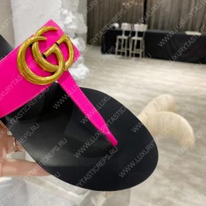GUCCI LEATHER THONG SANDAL WITH DOUBLE G PINK 497444 - Image 6