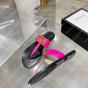 GUCCI LEATHER THONG SANDAL WITH DOUBLE G PINK 497444 - Image 8