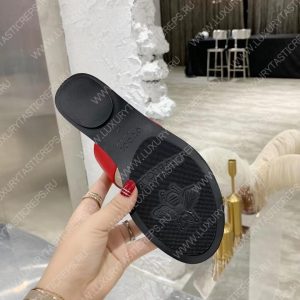 GUCCI LEATHER THONG SANDAL WITH DOUBLE G RED 497444 - Image 3