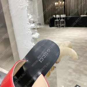 GUCCI LEATHER THONG SANDAL WITH DOUBLE G RED 497444 - Image 7