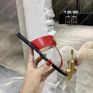 GUCCI LEATHER THONG SANDAL WITH DOUBLE G RED 497444 - Image 9