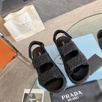PRADA STAIN SANDALS WITH CRYSTALS BLACK 1X013N