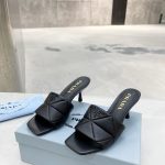 PRADA QUILTED NAPPA LEATHER HEELED SANDALS BLACK 1XX583